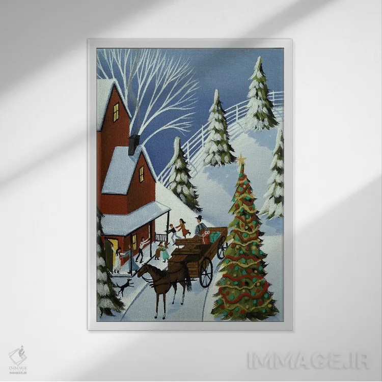 تابلو دکوراتیو تبریکات تعطیلات اثر دبی کریسول - نمای قابدار سفید