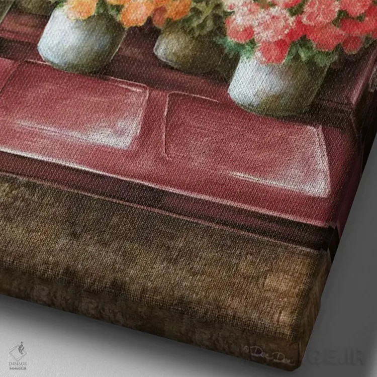 تابلو دکوراتیو گل برای فروش اثر دی دی - نمای نزدیک بافت بوم