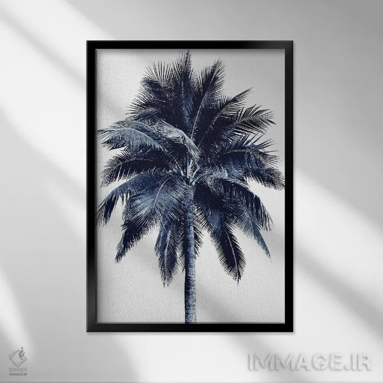 تابلو دکوراتیو درخت نخل آبی I اثر دوون دیویس - نمای قابدار مشکی