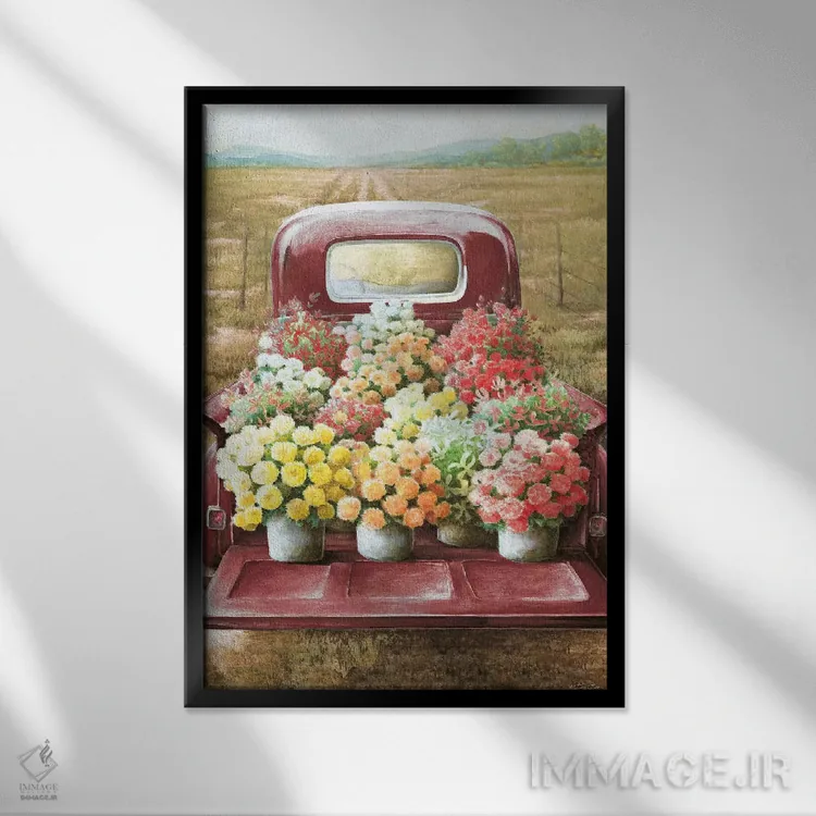 تابلو دکوراتیو گل برای فروش اثر دی دی - نمای قابدار مشکی