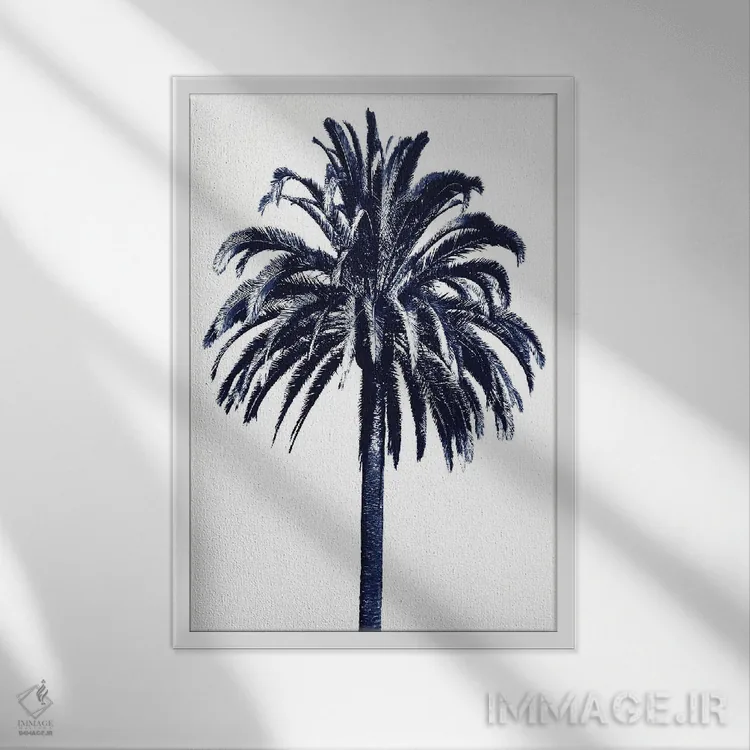 تابلو دکوراتیو درخت نخل آبی III اثر دوون دیویس - نمای قابدار سفید