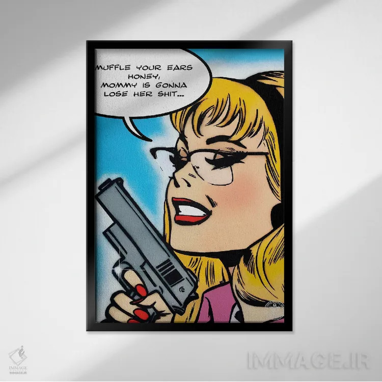 تابلو دکوراتیو گوش هایت را بپوشان اثر دی۱۳ایگو - نمای قابدار مشکی