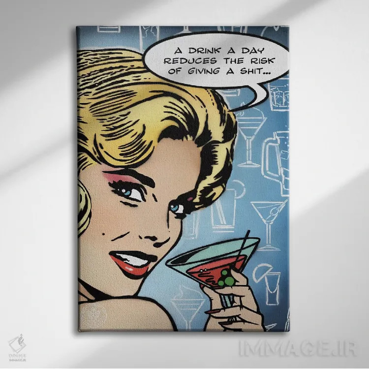 تابلو دکوراتیو یک نوشیدنی در روز اثر دی۱۳ایگو - نمای روبهرو روی دیوار