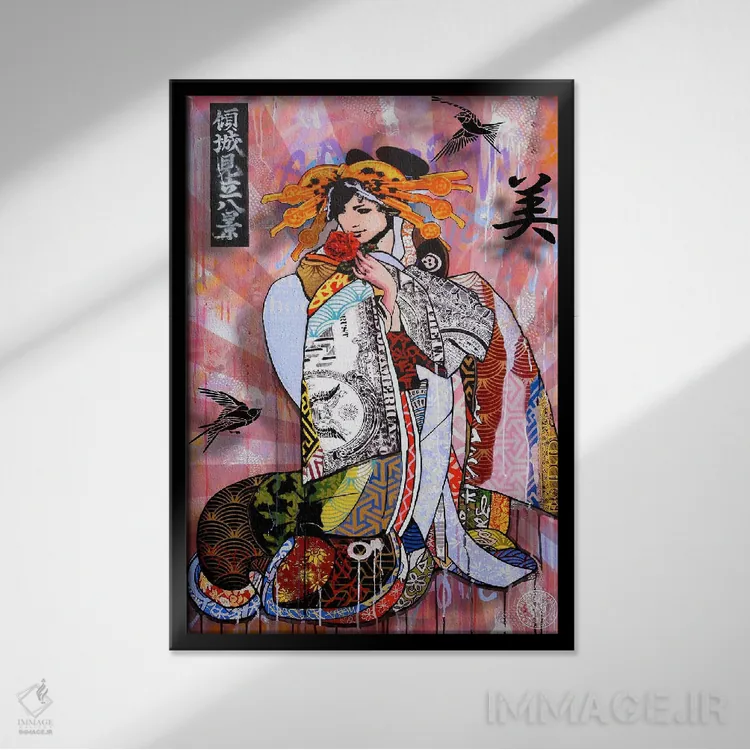 تابلو دکوراتیو زیبایی پول اثر دی۱۳ایگو - نمای قابدار مشکی