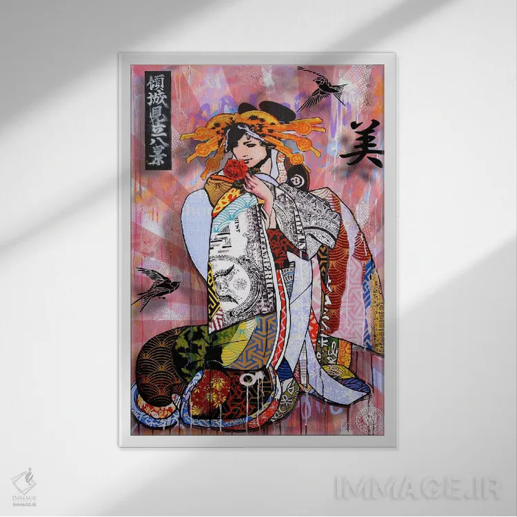 تابلو دکوراتیو زیبایی پول اثر دی۱۳ایگو - نمای قابدار سفید