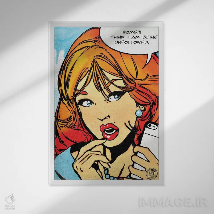 تابلو دکوراتیو لغو دنبال کردن اثر دی۱۳ایگو - نمای قابدار سفید