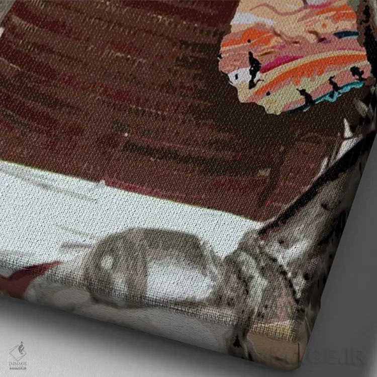 تابلو دکوراتیو سامورایی گرافیتی اثر دی۱۳ایگو - نمای نزدیک بافت بوم