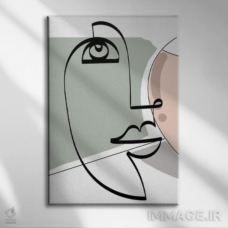 تابلو مینیمال زن خطوطی میان قرن دوم اثر دیدر موشر - نمای روبهرو روی دیوار