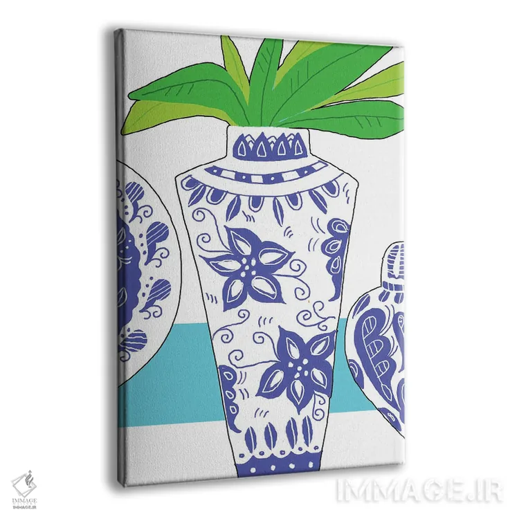 تابلو دکوراتیو گلدان آبی یک اثر دیدر موشر - نمای پرسپکتیو محصول