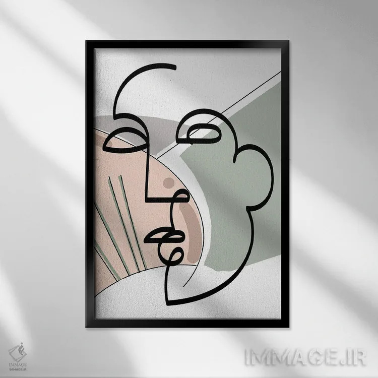 تابلو مینیمال زن خطوطی میان قرن اول اثر دیدر موشر - نمای قابدار مشکی