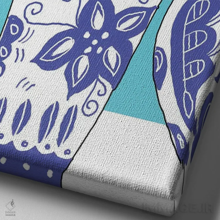 تابلو دکوراتیو گلدان آبی یک اثر دیدر موشر - نمای نزدیک بافت بوم