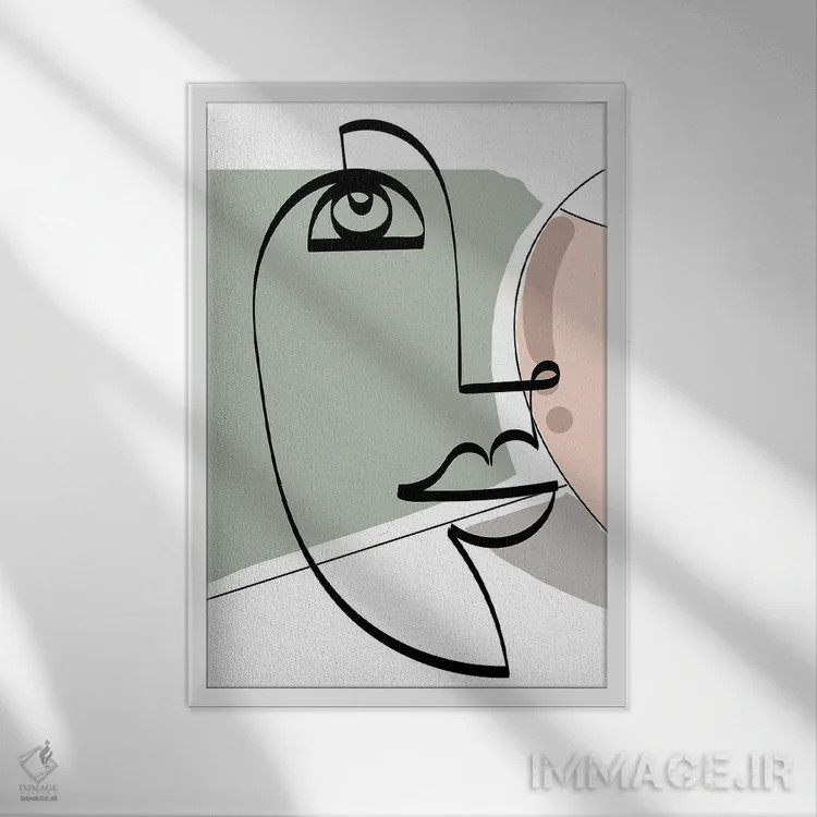 تابلو مینیمال زن خطوطی میان قرن دوم اثر دیدر موشر - نمای قابدار سفید