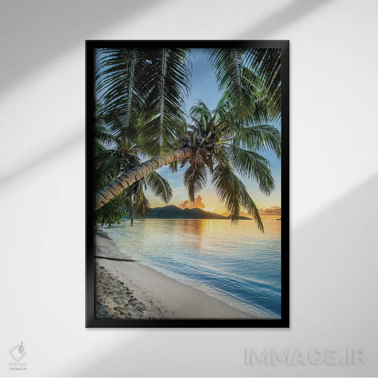 تابلو دکوراتیو غروب زیبا در ساحل اثر دانیتا دلیمنت - نمای قابدار مشکی