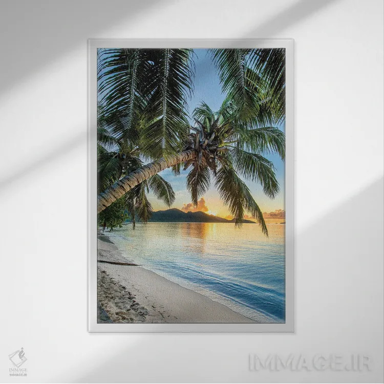 تابلو دکوراتیو غروب زیبا در ساحل اثر دانیتا دلیمنت - نمای قابدار سفید