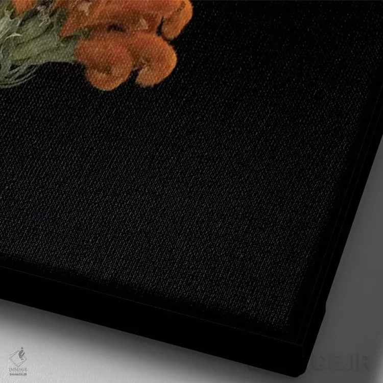 تابلو مدرن ردپای نارنجی اثر باور میسون - نمای نزدیک بافت بوم