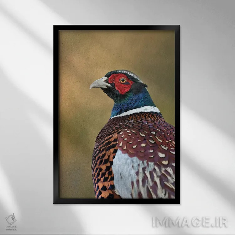 تابلو دکوراتیو قرقاول پاییزی اثر باور میسون - نمای قابدار مشکی