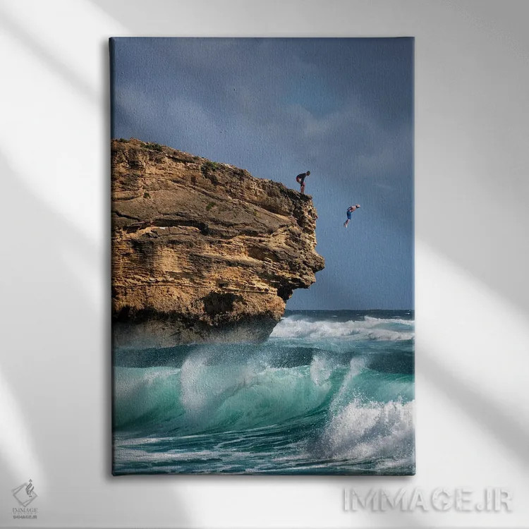 تابلو دکوراتیو پرش از صخره اثر دنیس فراتس - نمای روبهرو روی دیوار