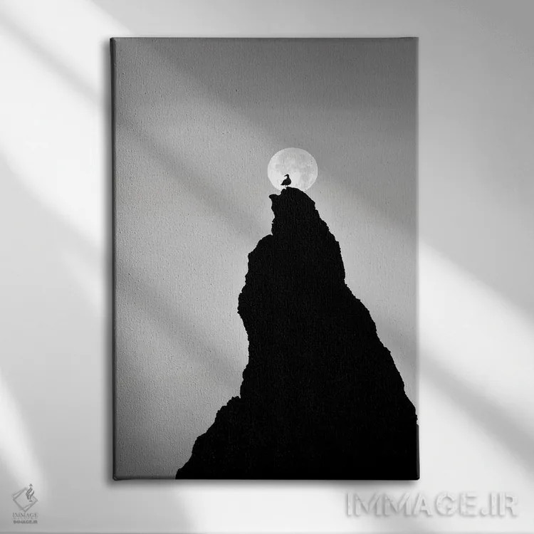 تابلو دکوراتیو پرنده تنها و ماه اثر دنیس فراتس - نمای روبهرو روی دیوار