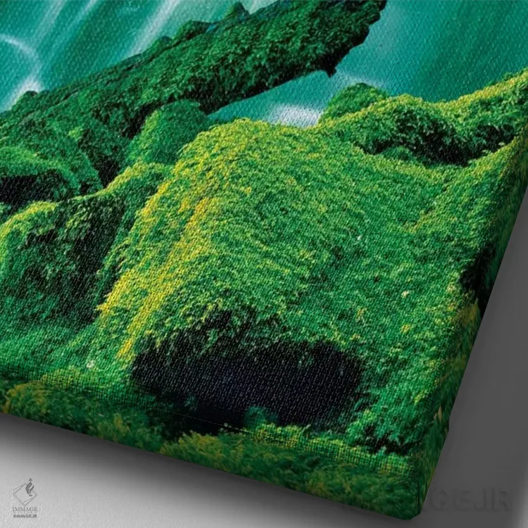 تابلو دکوراتیو آبشار پوشیده از خزه اثر دنیس فراتس - نمای نزدیک بافت بوم