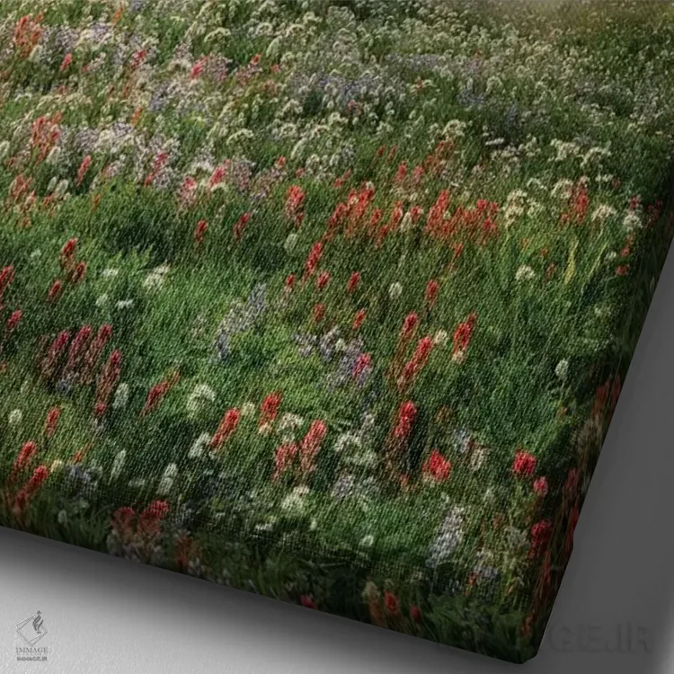 تابلو دکوراتیو گل های وحشی راینیر اثر دنیس فراتس - نمای نزدیک بافت بوم
