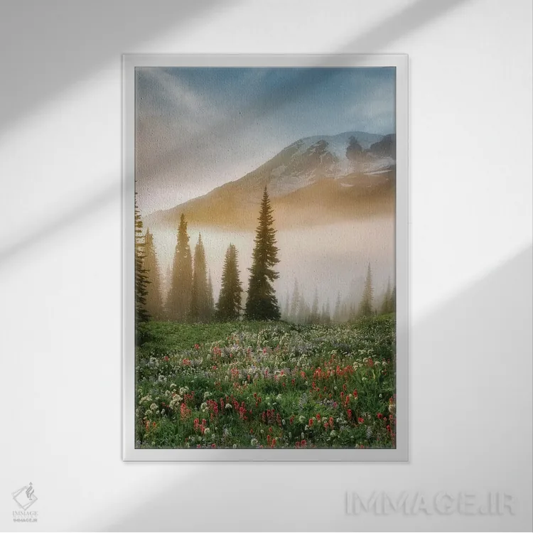 تابلو دکوراتیو گل های وحشی راینیر اثر دنیس فراتس - نمای قابدار سفید