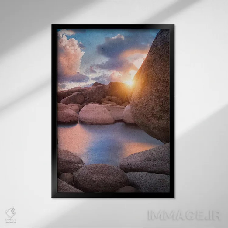 تابلو دکوراتیو ساحل تاهو ۲ اثر دنیس فراتس - نمای قابدار مشکی