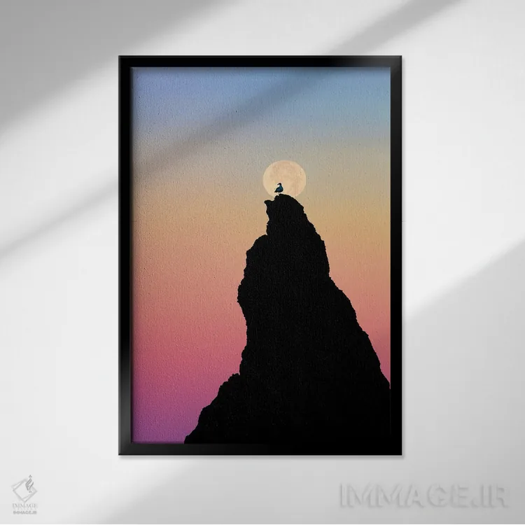 تابلو دکوراتیو غروب مرغ دریایی دو اثر دنیس فراتس - نمای قابدار مشکی