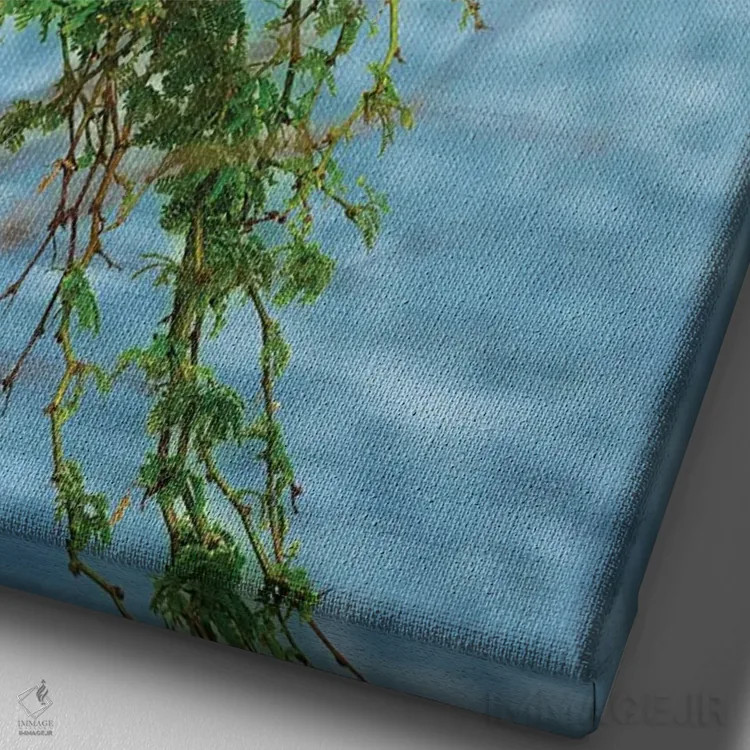 تابلو دکوراتیو شکار ماهی خور دو اثر دنیس فراتس - نمای نزدیک بافت بوم