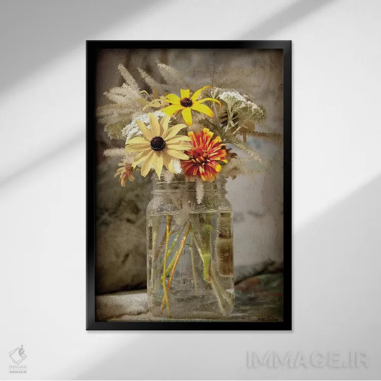 تابلو دکوراتیو گل های بازار کشاورزان اثر دبرا اوبرتانک - نمای قابدار مشکی