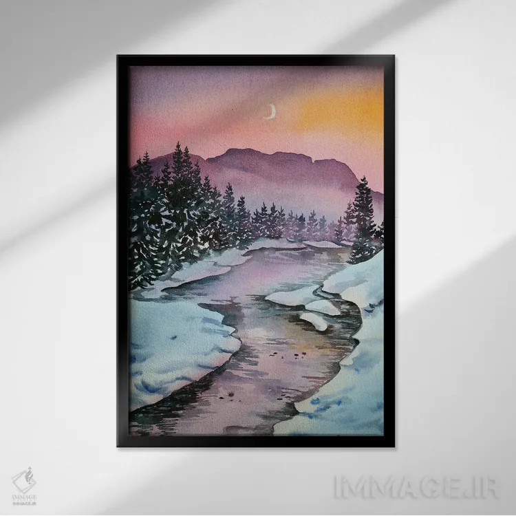 تابلو دکوراتیو ماه نو اثر دلنارا ال - نمای قابدار مشکی