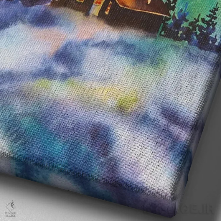 تابلو دکوراتیو شفق شمالی اثر دلنارا ال - نمای نزدیک بافت بوم