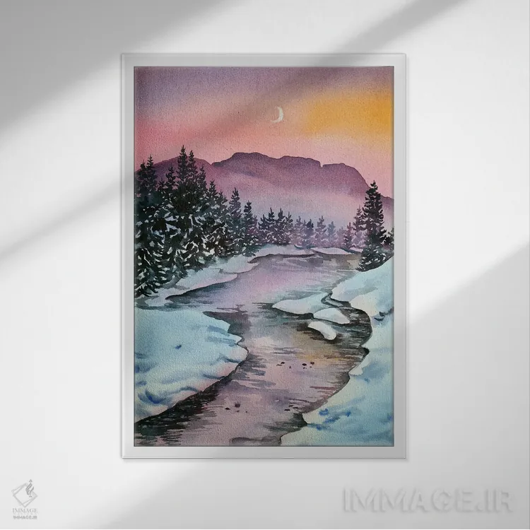 تابلو دکوراتیو ماه نو اثر دلنارا ال - نمای قابدار سفید