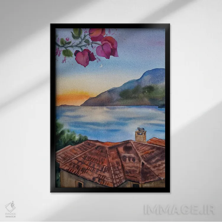 تابلو دکوراتیو ماه نو در کاش اثر دلنارا ال - نمای قابدار مشکی