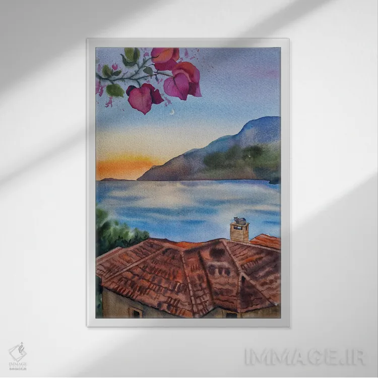 تابلو دکوراتیو ماه نو در کاش اثر دلنارا ال - نمای قابدار سفید