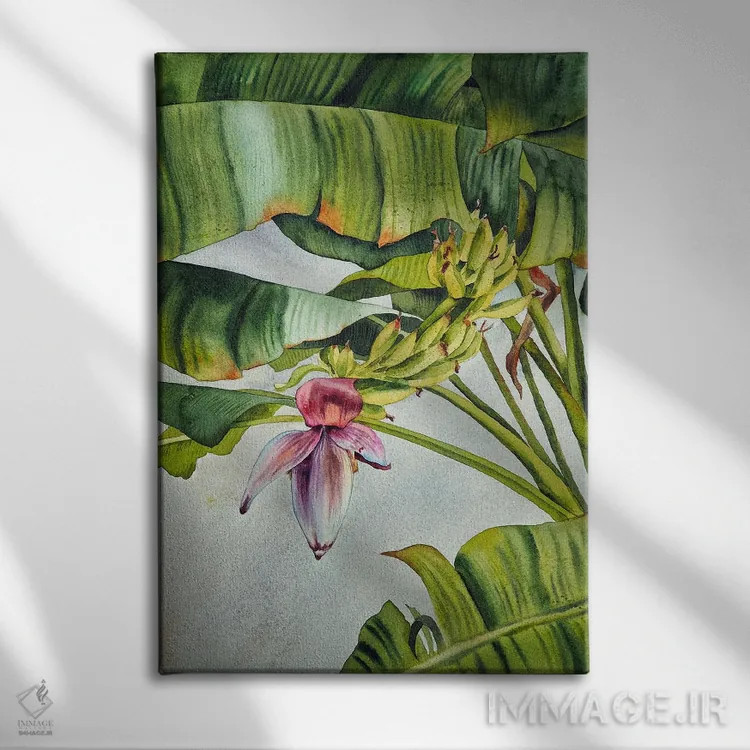 تابلو دکوراتیو درخت موز اثر دلنارا ال - نمای روبهرو روی دیوار