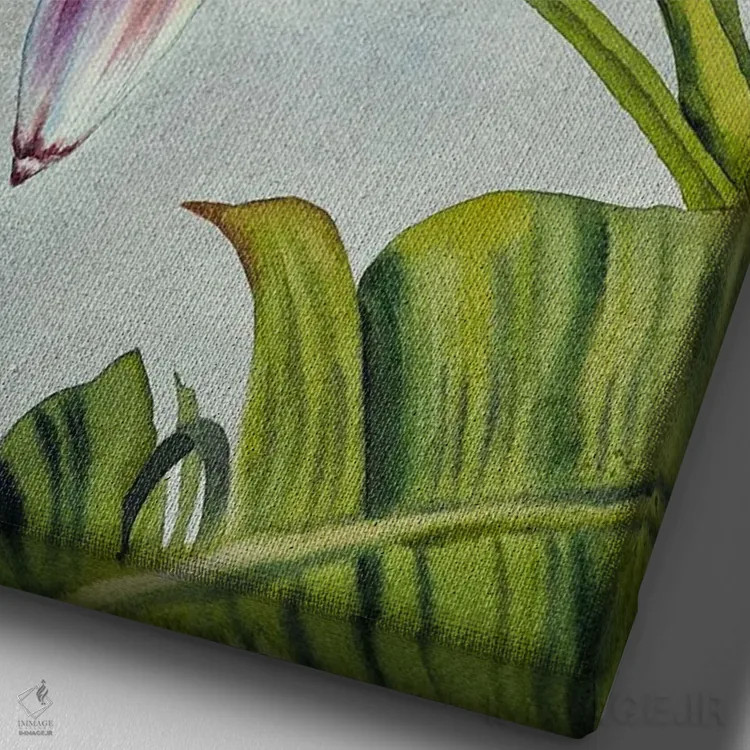 تابلو دکوراتیو درخت موز اثر دلنارا ال - نمای نزدیک بافت بوم