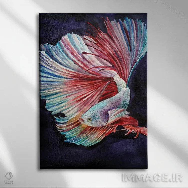 تابلو دکوراتیو ماهی رویایی اثر دلنارا ال - نمای روبهرو روی دیوار