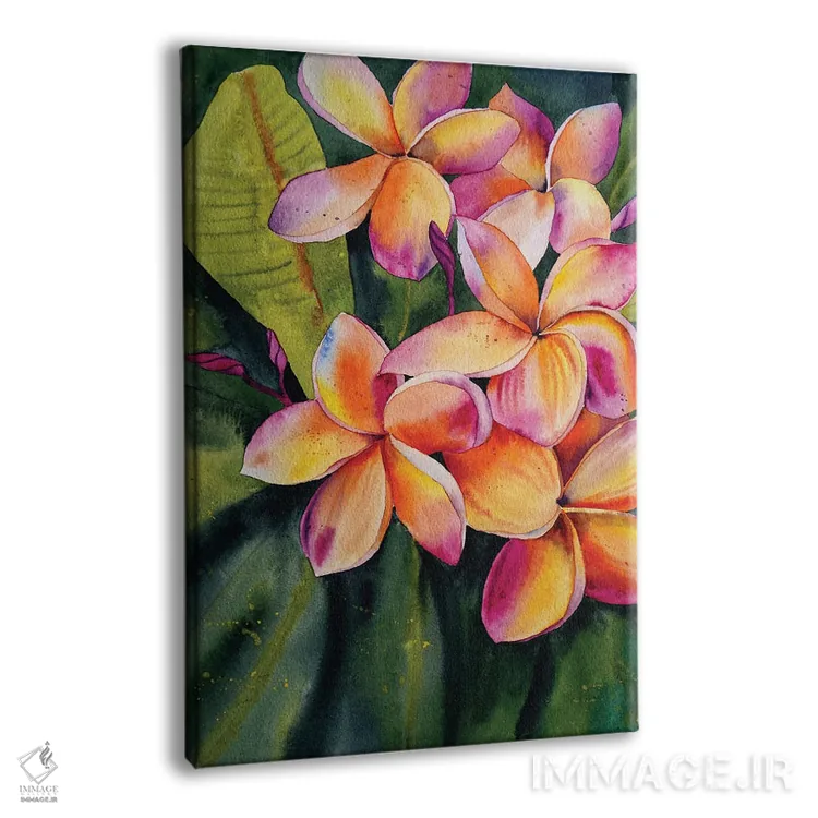 تابلو دکوراتیو گل فرانجیپانی اثر دلنارا ال - نمای پرسپکتیو محصول