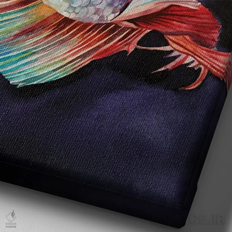 تابلو دکوراتیو ماهی رویایی اثر دلنارا ال - نمای نزدیک بافت بوم