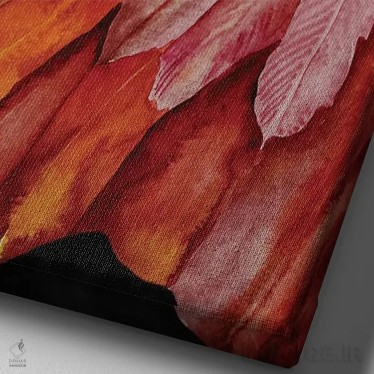 تابلو دکوراتیو پرنده آتشین اثر دلنارا ال - نمای نزدیک بافت بوم