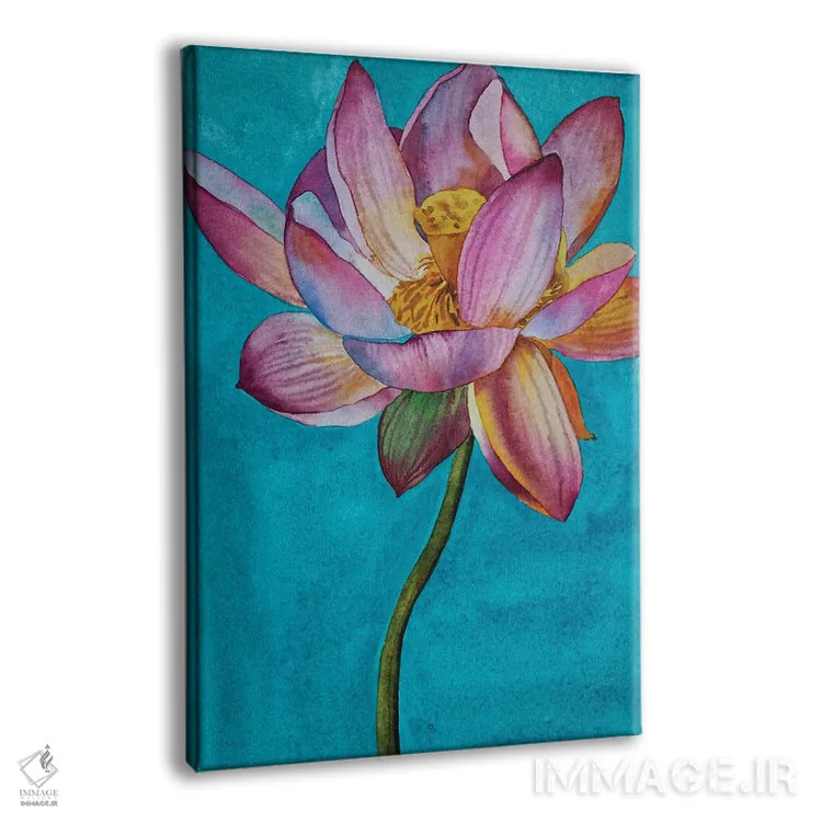 تابلو دکوراتیو تالاب نیلوفر آبی اثر دلنارا ال - نمای پرسپکتیو محصول