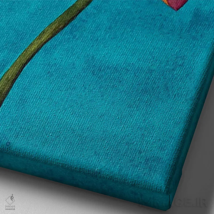 تابلو دکوراتیو تالاب نیلوفر آبی اثر دلنارا ال - نمای نزدیک بافت بوم