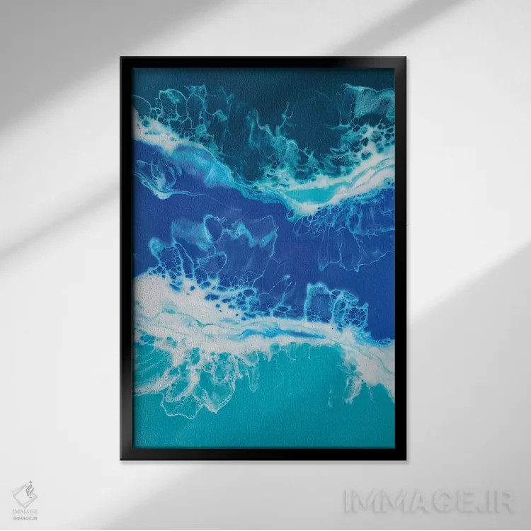 تابلو دکوراتیو اقیانوس من ۲ اثر دلنارا ال - نمای قابدار مشکی