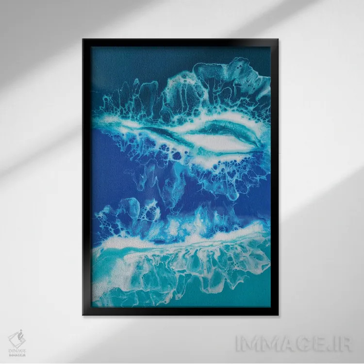 تابلو دکوراتیو اقیانوس من ۱ اثر دلنارا ال - نمای قابدار مشکی