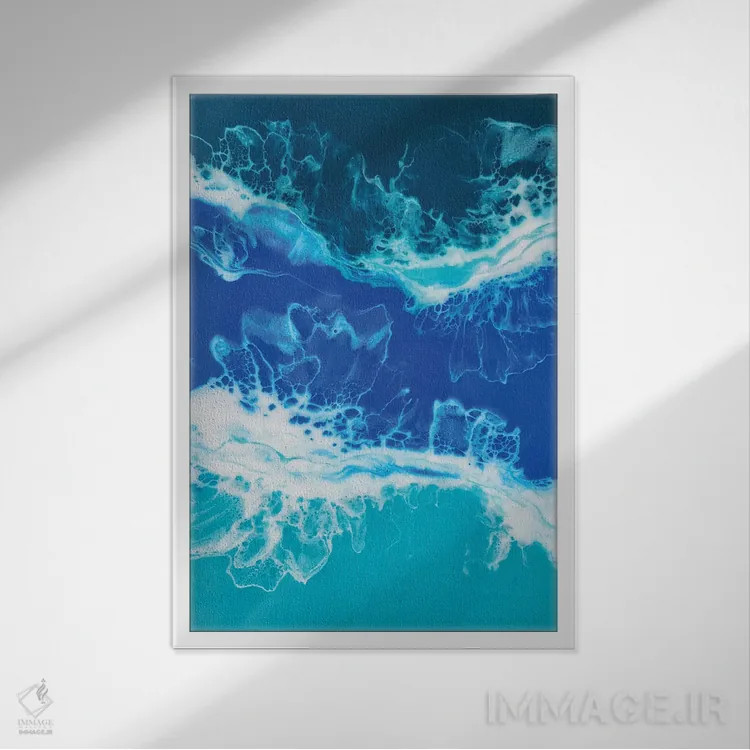 تابلو دکوراتیو اقیانوس من ۲ اثر دلنارا ال - نمای قابدار سفید