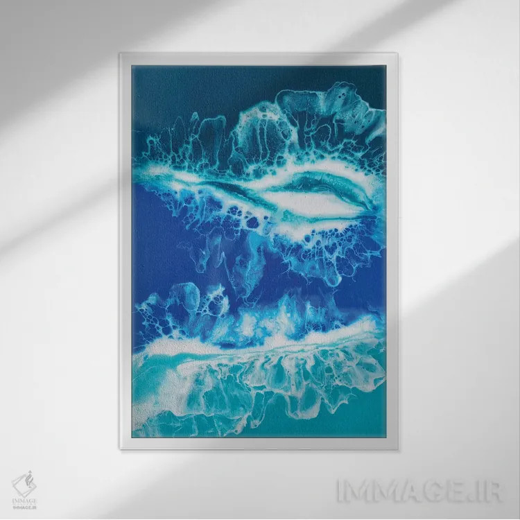 تابلو دکوراتیو اقیانوس من ۱ اثر دلنارا ال - نمای قابدار سفید