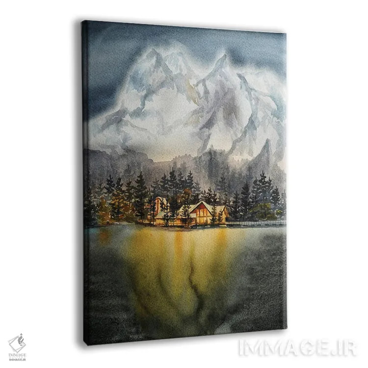 تابلو دکوراتیو خانه گرم در شبی سرد اثر دلنارا ال - نمای پرسپکتیو محصول