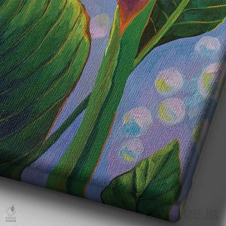 تابلو دکوراتیو Tropical Flower,استرلیتزیا، گل استوایی اثر دلنارا ال - نمای نزدیک بافت بوم