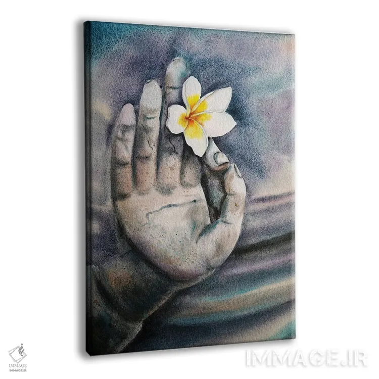 تابلو دکوراتیو همه ما گل در دستان بودا هستیم ۱ اثر دلنارا ال - نمای پرسپکتیو محصول