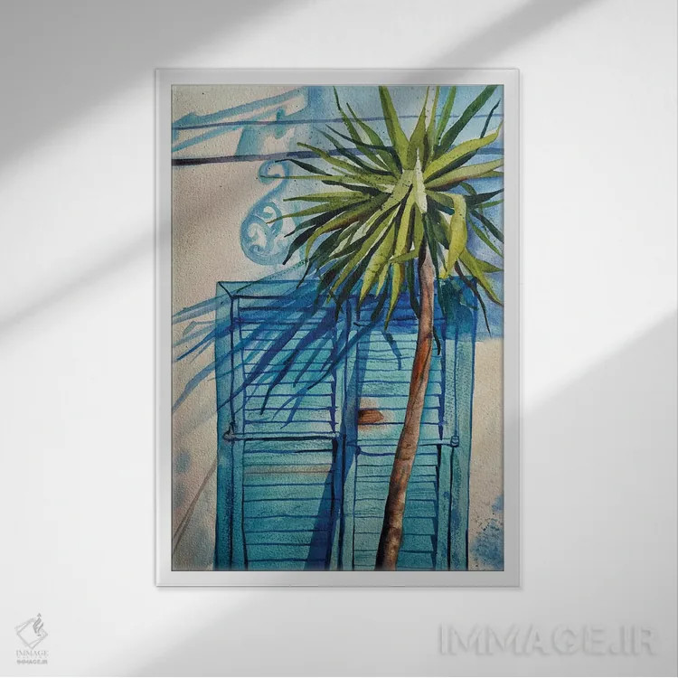 تابلو دکوراتیو سایه های نیمروز اثر دلنارا ال - نمای قابدار سفید